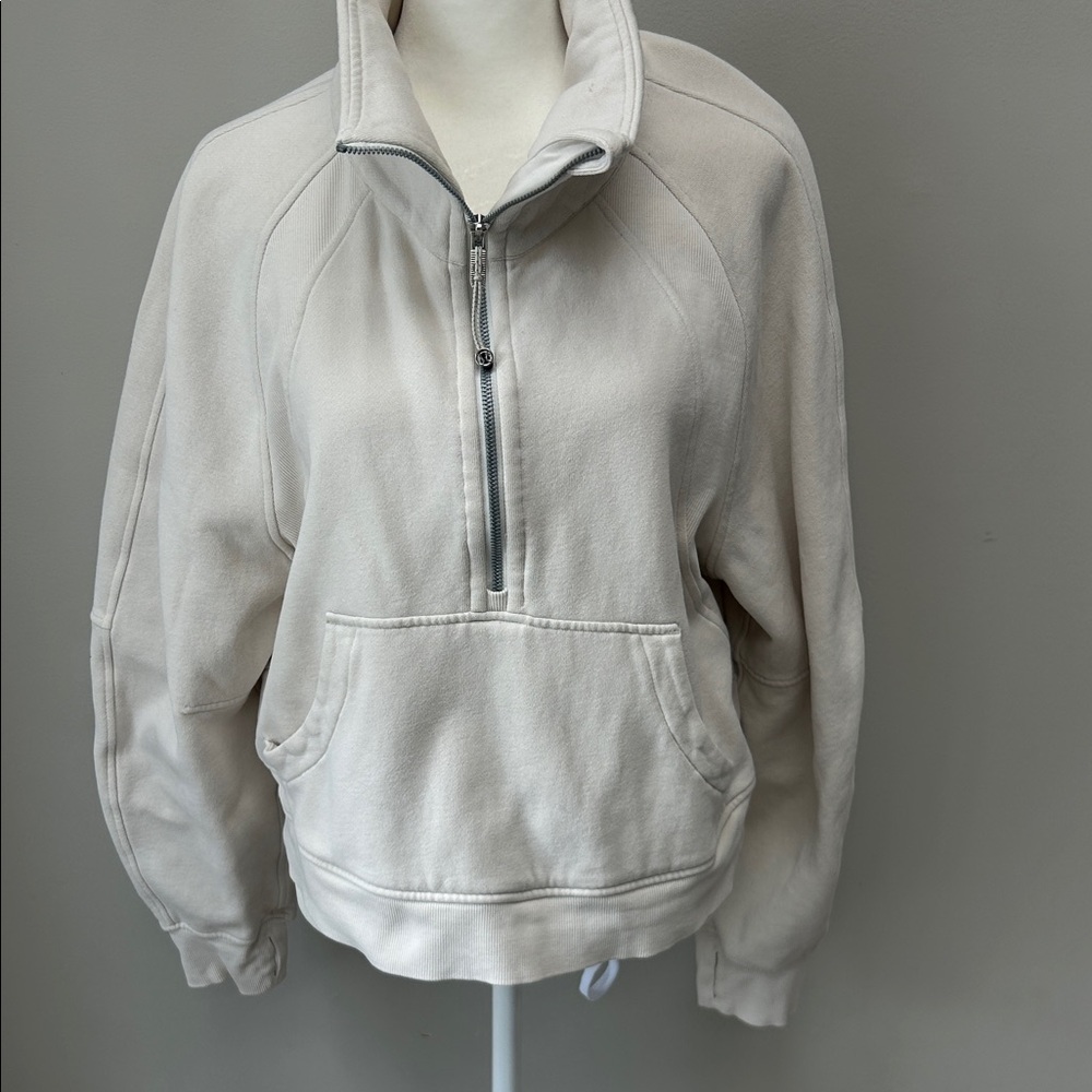 Women’s Underarmour Half-Zip Fleece Pullover Sweatshirt - Cream